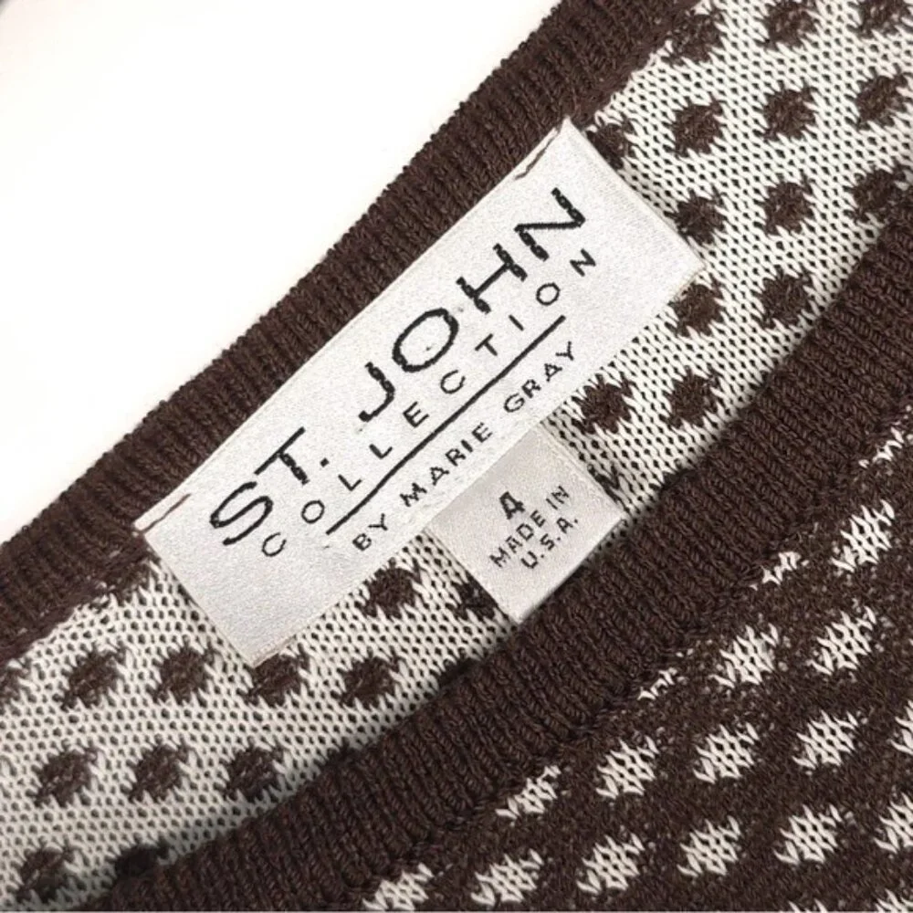 ST. JOHN COLLECTION Women’s Knit Top Pullover Geometric USA🇺🇸MADE Size 4‎